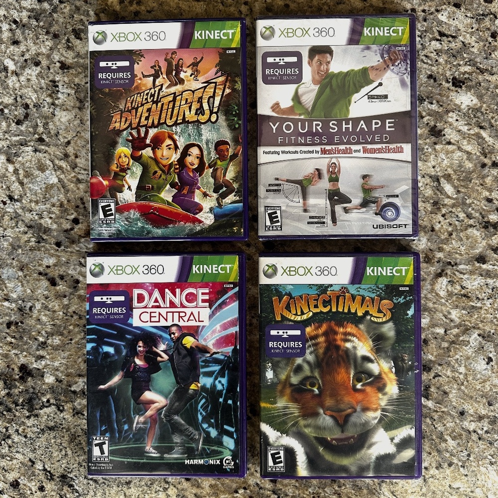 XBox 360 Kinect Video Games: Kinect Adventures, Kinectimals, Dance Central, Fit